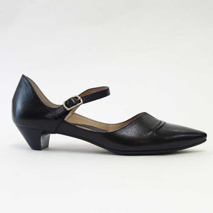 RABOKIGOSHI works（ラボキゴシ ワークス） 12683 ブラック  ベルトミュール ポインテッドパンプス  シープレザー 3.5cmヒール アンクルストラップ「靴」