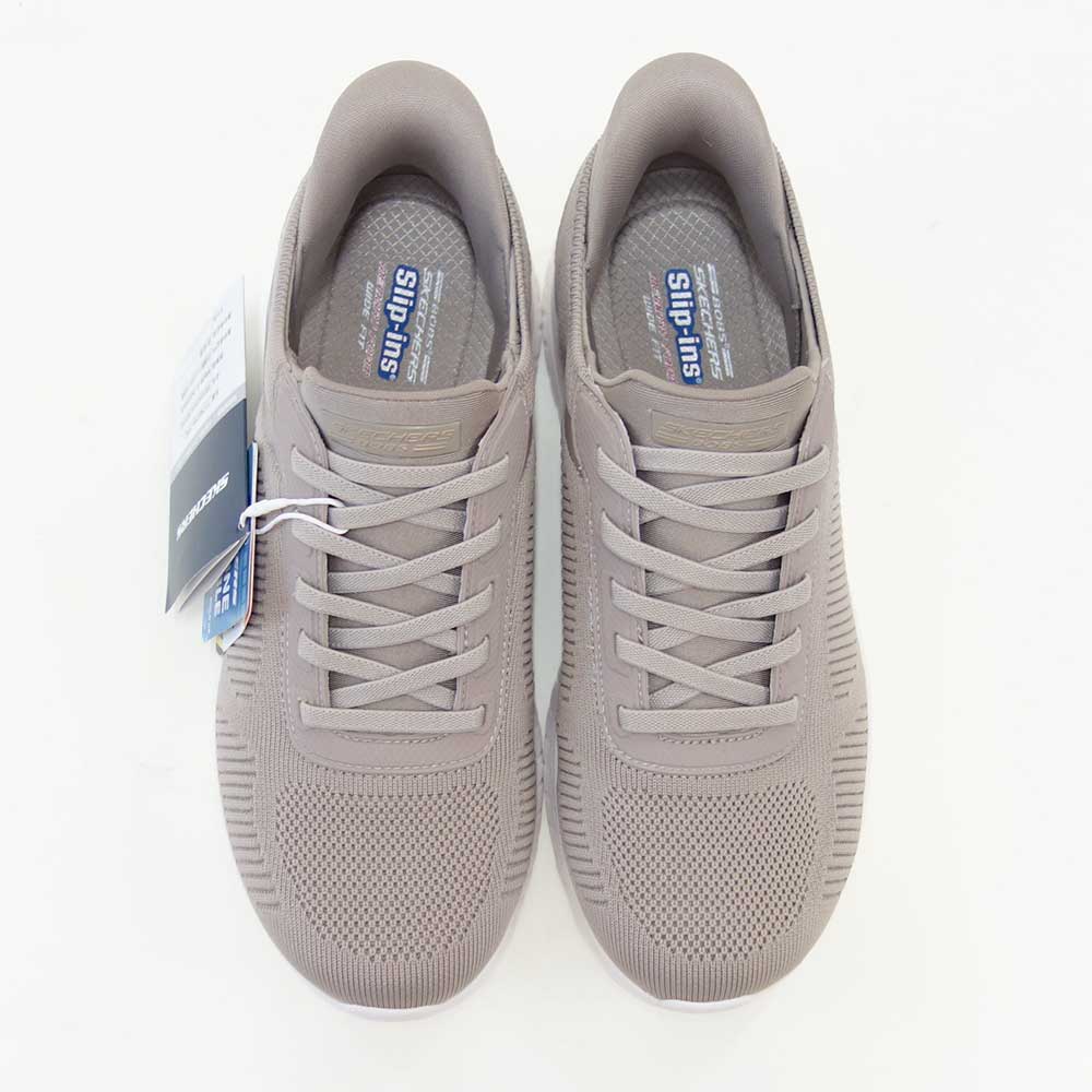 スケッチャーズSKECHERSボブススポートスクワッドカオス117497WTPEトープ（レディース）メッシュ人工繊維ワイドフィット(4E)スニーカーレディースハンズフリー洗濯機洗い可能「靴」