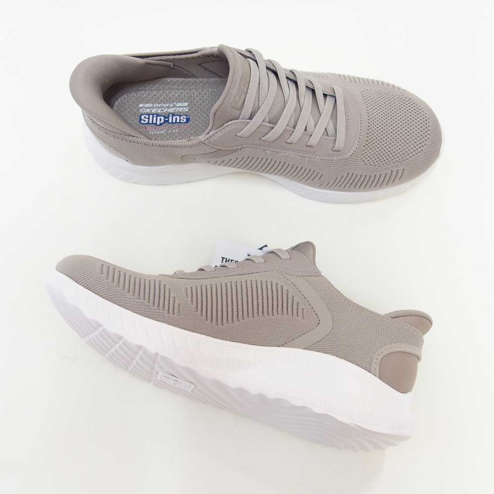 スケッチャーズSKECHERSボブススポートスクワッドカオス117497WTPEトープ（レディース）メッシュ人工繊維ワイドフィット(4E)スニーカーレディースハンズフリー洗濯機洗い可能「靴」