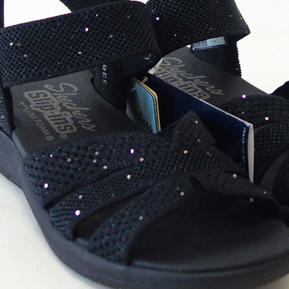 スケッチャーズSKECHERSアリヤ-スパークリングプレイズ119842BBKブラック（レディース）フラットサンダルストレッチスリッポンハンズフリー洗濯機洗い可能「靴」