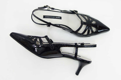 【SALE 40%OFF】 RABOKIGOSHI works（ラボキゴシ ワークス） 12316 ブラック エナメルバックベルトパンプス 「靴」