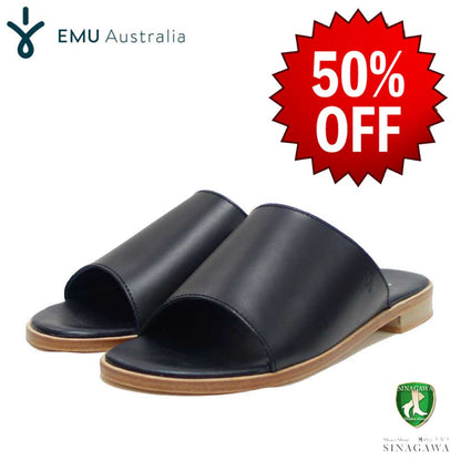 【SALE 50%OFF】 エミュー EMU W 12567 MINOGUE 2.0 （レディース）カラー：ブラック  レザーサンダル フラットシューズ リゾート ミュール 「靴」