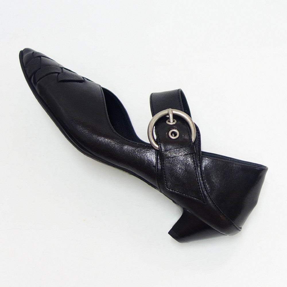 【SALE 20%OFF】 RABOKIGOSHI works（ラボキゴシ ワークス） 12692 ブラック  クロスメッシュパンプス  天然皮革 3cmヒール スリップオン 2WAY シューズ ミュール「靴」