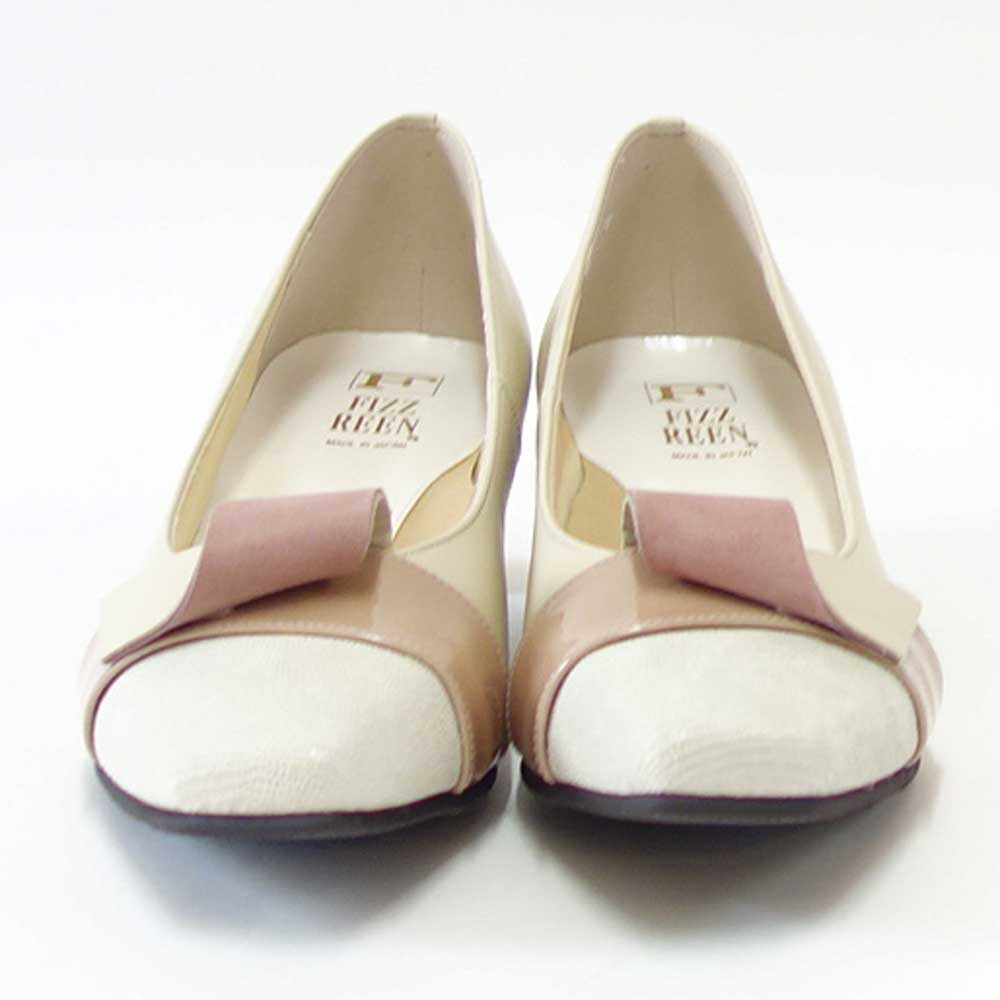 フィズリーン FIZZ REEN  1272 アイボリー／ピンク（レディース シューズ） 快適 EEE　4cmヒール  パンプス（日本製） クッションインソール「靴」