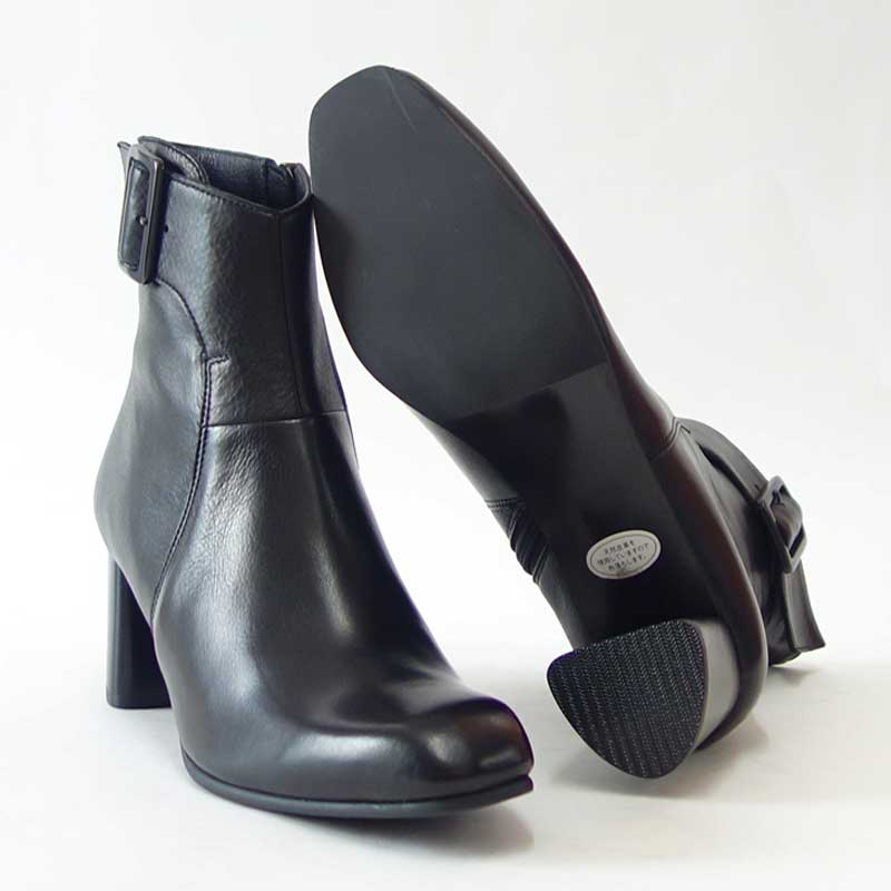 RABOKIGOSHIworks（ラボキゴシワークス）12751ブラック本革サイドベルトショートブーツ天然皮革6cmヒール「靴」