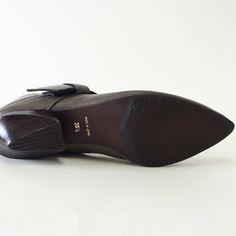 RABOKIGOSHIworks（ラボキゴシワークス）12768グレー2WAYベルトパンプス天然皮革3.5cmヒールポインテッドトゥミュール「靴」