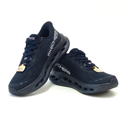 スケッチャーズSKECHERSマックスクッショニンググライドステップ129400BBKブラック（レディース）メッシュ人工繊維レースアップスニーカーレディースハンズフリー洗濯機洗い可能「靴」