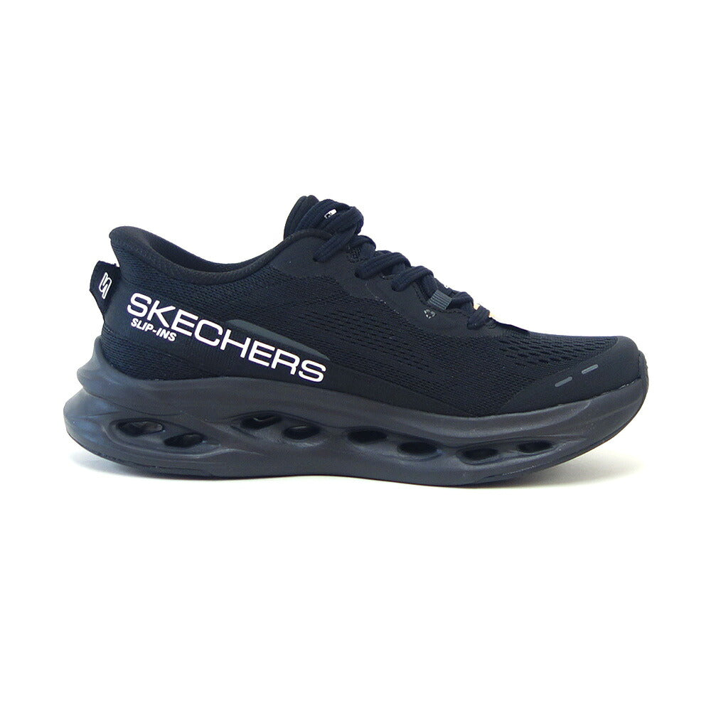 スケッチャーズSKECHERSマックスクッショニンググライドステップ129400BBKブラック（レディース）メッシュ人工繊維レースアップスニーカーレディースハンズフリー洗濯機洗い可能「靴」