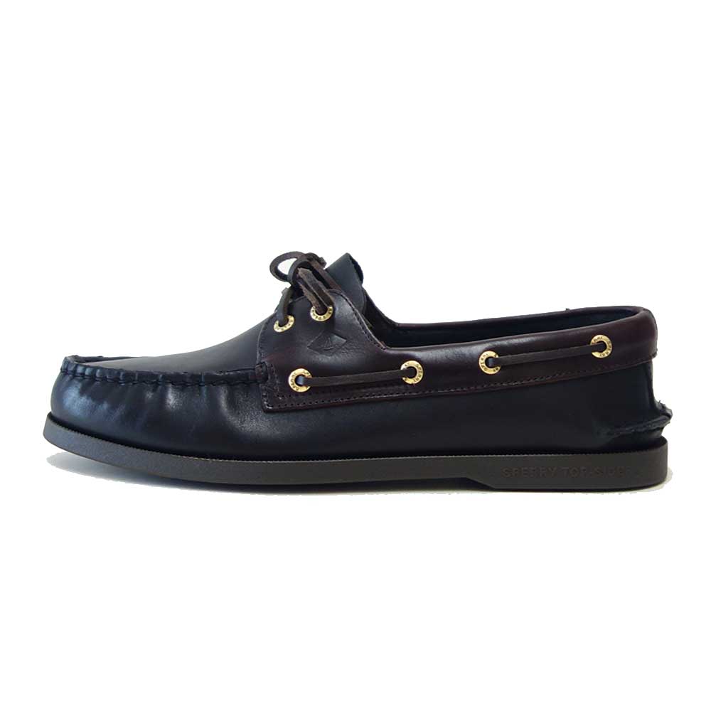 SPERRY（スペリー トップサイダー） AUTHENTIC ORIGINAL 2-EYE  13934362 （メンズ）ブラック / AMARETTO デッキシューズ  レザーシューズ「靴」
