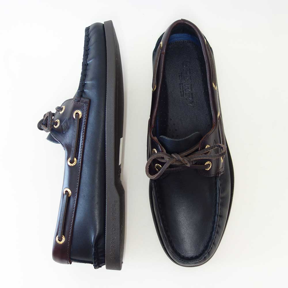 SPERRY（スペリートップサイダー）AUTHENTICORIGINAL2-EYE13934362（メンズ）ブラック/AMARETTOデッキシューズレザーシューズ「靴」