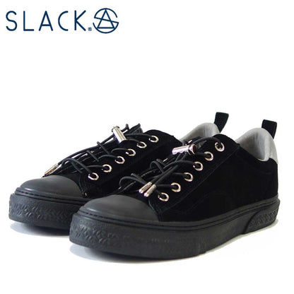 【SALE 50%OFF】 スラック  SLACK SL 1401 003（ユニセックス）CLUDE PREMIUM SUEDE カラー：BLACK / BLACK 天然皮革 ローカットスニーカー バルカナイズ製法  「靴」