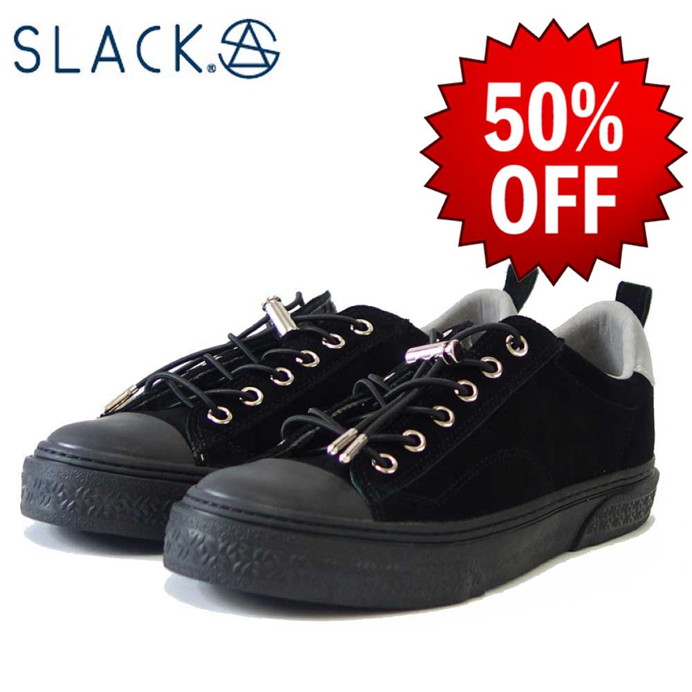 【SALE 50%OFF】 スラック  SLACK SL 1401 003（ユニセックス）CLUDE PREMIUM SUEDE カラー：BLACK / BLACK 天然皮革 ローカットスニーカー バルカナイズ製法  「靴」