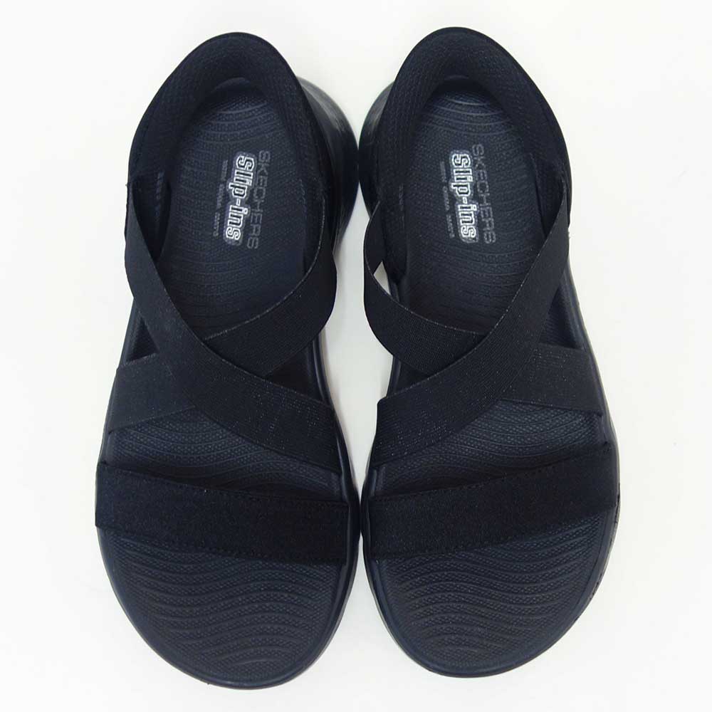 スケッチャーズSKECHERSゴーウォークフレックスサンダル-グリマー141489BBKブラック（レディース）スポーツサンダルストレッチスリッポンスニーカーハンズフリー洗濯機洗い可能「靴」