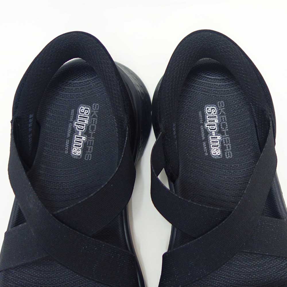スケッチャーズSKECHERSゴーウォークフレックスサンダル-グリマー141489BBKブラック（レディース）スポーツサンダルストレッチスリッポンスニーカーハンズフリー洗濯機洗い可能「靴」