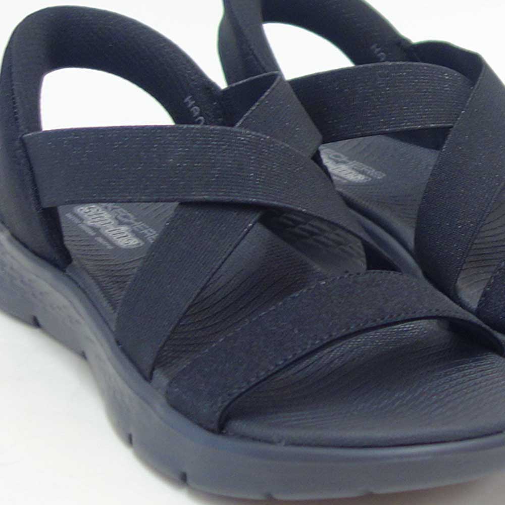 スケッチャーズSKECHERSゴーウォークフレックスサンダル-グリマー141489BBKブラック（レディース）スポーツサンダルストレッチスリッポンスニーカーハンズフリー洗濯機洗い可能「靴」
