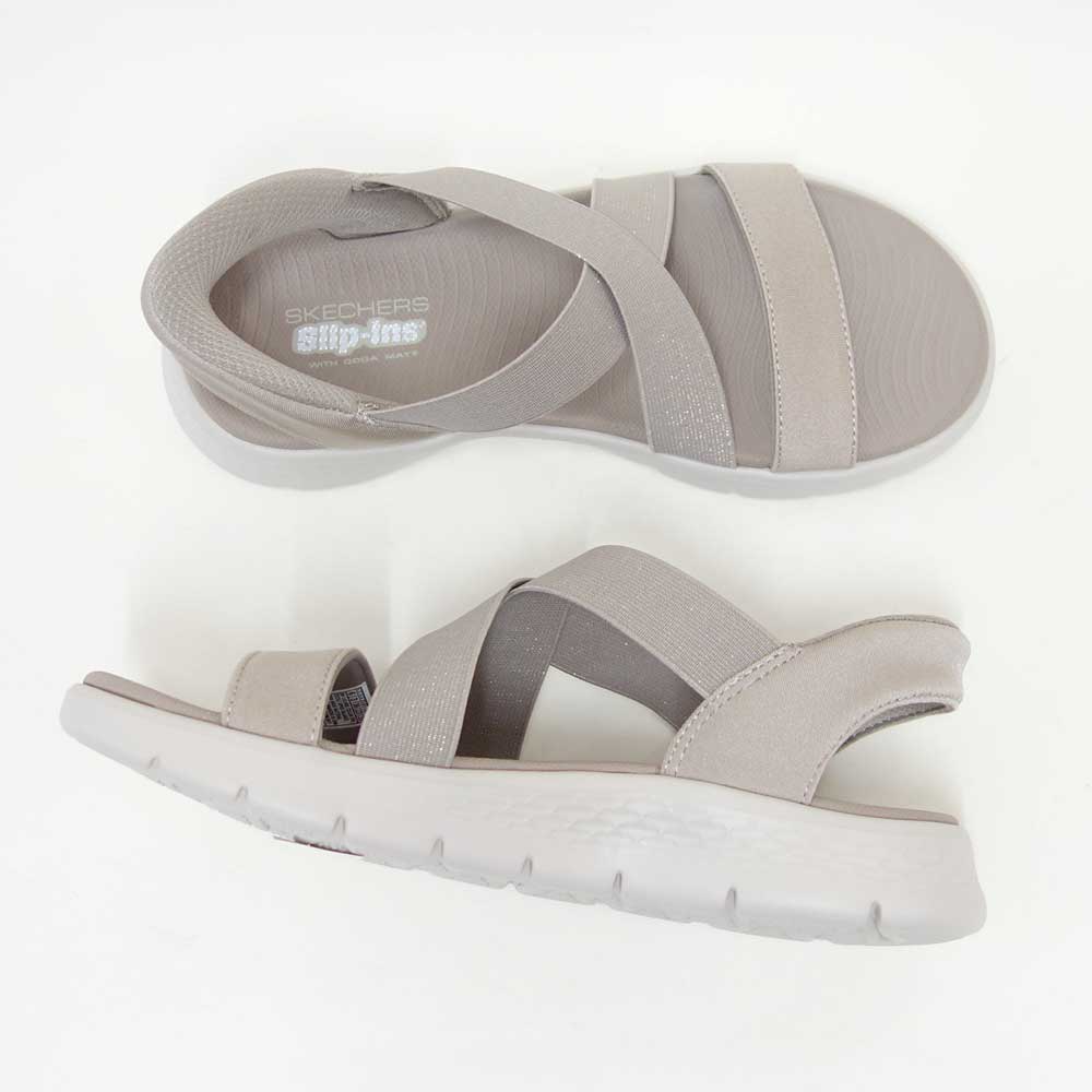 スケッチャーズSKECHERSゴーウォークフレックスサンダル-グリマー141489TPEトープ（レディース）スポーツサンダルストレッチスリッポンスニーカーハンズフリー洗濯機洗い可能「靴」