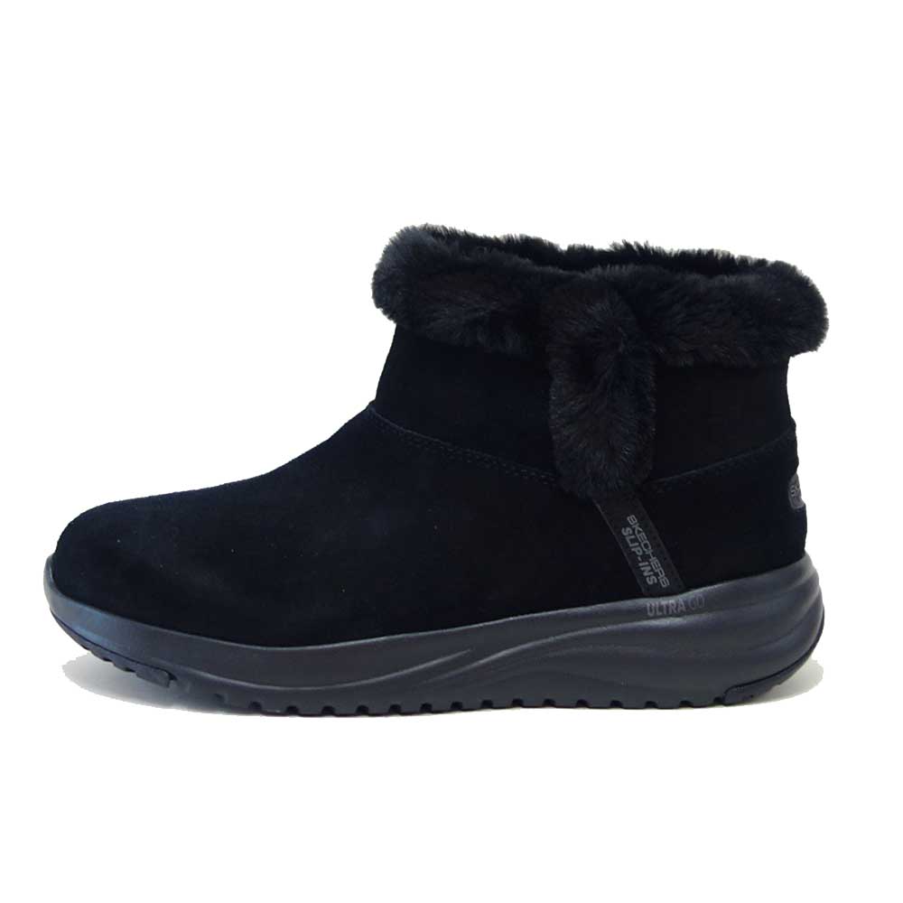 スケッチャーズ SKECHERS ON-THE-GO ステラ ダフネ 144740 BLK ブラック （レディース）防水 天然皮革 スエードレザー スリッポン ブーツ レディース ハンズフリー 「靴」