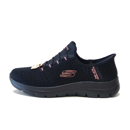 スケッチャーズ SKECHERS SUMMITS 150128W BKGD ブラック （レディース） メッシュ 人工繊維 ワイドフィット(4E) スニーカー レディース ハンズフリー 洗濯機洗い可能  「靴」
