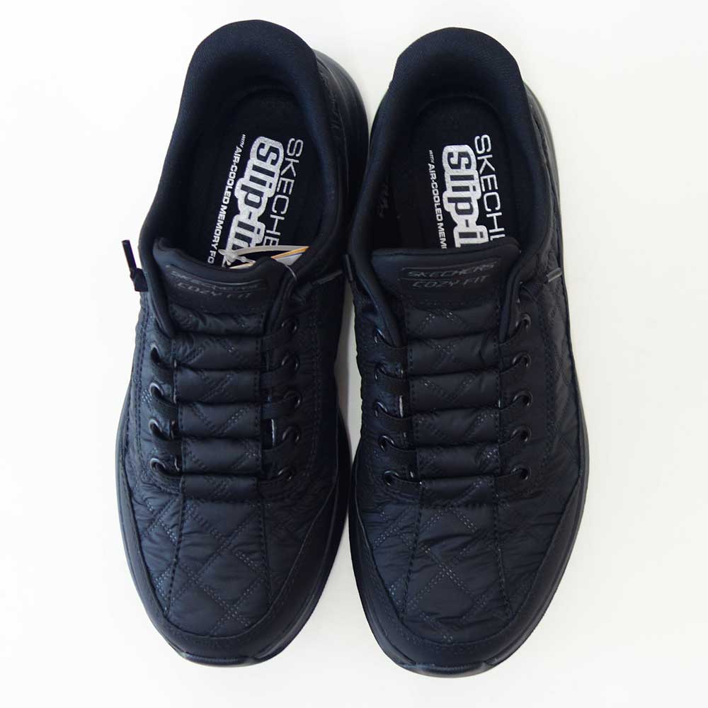 スケッチャーズSKECHERSCONTOURFOAMコージーフィット150404BBKブラック（レディース）コンツアーフォーム人工繊維ストレッチスリッポンスニーカーレディースハンズフリー洗濯機洗い可能「靴」