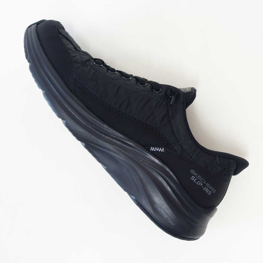スケッチャーズSKECHERSCONTOURFOAMコージーフィット150404BBKブラック（レディース）コンツアーフォーム人工繊維ストレッチスリッポンスニーカーレディースハンズフリー洗濯機洗い可能「靴」