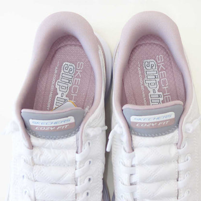 スケッチャーズSKECHERSCONTOURFOAMコージーフィット150404WLVホワイト/ラベンダー（レディース）コンツアーフォーム人工繊維ストレッチスリッポンスニーカーレディースハンズフリー洗濯機洗い可能「靴」