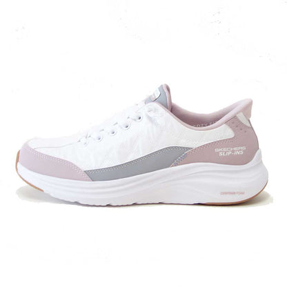 スケッチャーズ SKECHERS CONTOUR FOAM コージーフィット  150404 WLV ホワイト/ラベンダー （レディース）コンツアーフォーム  人工繊維 ストレッチ スリッポン スニーカー レディース ハンズフリー 洗濯機洗い可能 「靴」