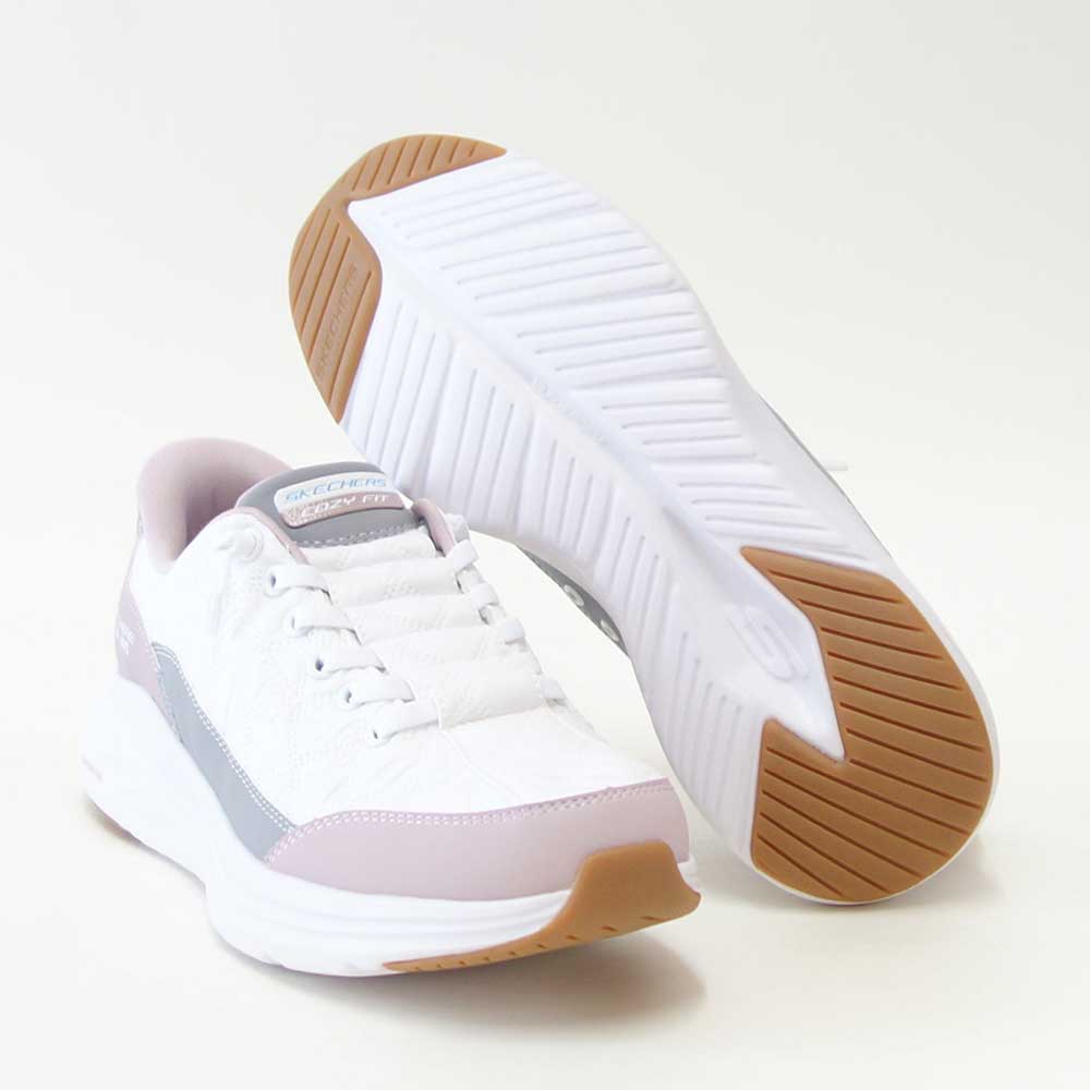 スケッチャーズSKECHERSCONTOURFOAMコージーフィット150404WLVホワイト/ラベンダー（レディース）コンツアーフォーム人工繊維ストレッチスリッポンスニーカーレディースハンズフリー洗濯機洗い可能「靴」