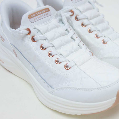 スケッチャーズSKECHERSCONTOURFOAMコージーフィット150413WTRGホワイト/ローズゴールド（レディース）コンツアーフォーム人工繊維ストレッチスリッポンスニーカーレディースハンズフリー洗濯機洗い可能「靴」