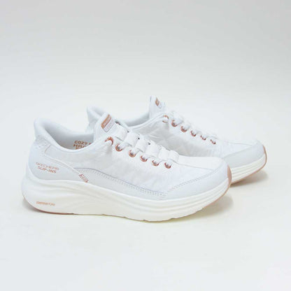 スケッチャーズSKECHERSCONTOURFOAMコージーフィット150413WTRGホワイト/ローズゴールド（レディース）コンツアーフォーム人工繊維ストレッチスリッポンスニーカーレディースハンズフリー洗濯機洗い可能「靴」
