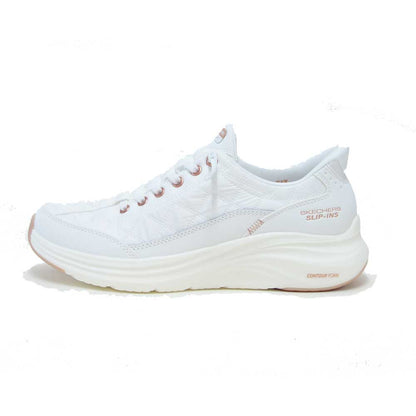 スケッチャーズSKECHERSCONTOURFOAMコージーフィット150413WTRGホワイト/ローズゴールド（レディース）コンツアーフォーム人工繊維ストレッチスリッポンスニーカーレディースハンズフリー洗濯機洗い可能「靴」