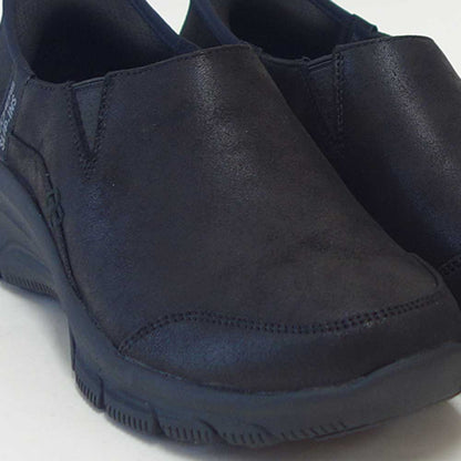 スケッチャーズSKECHERSEASYGOINGドライブオン158630BBKブラック（レディース）人工皮革リラックスドフィット(3E)スニーカーレディースハンズフリー「靴」