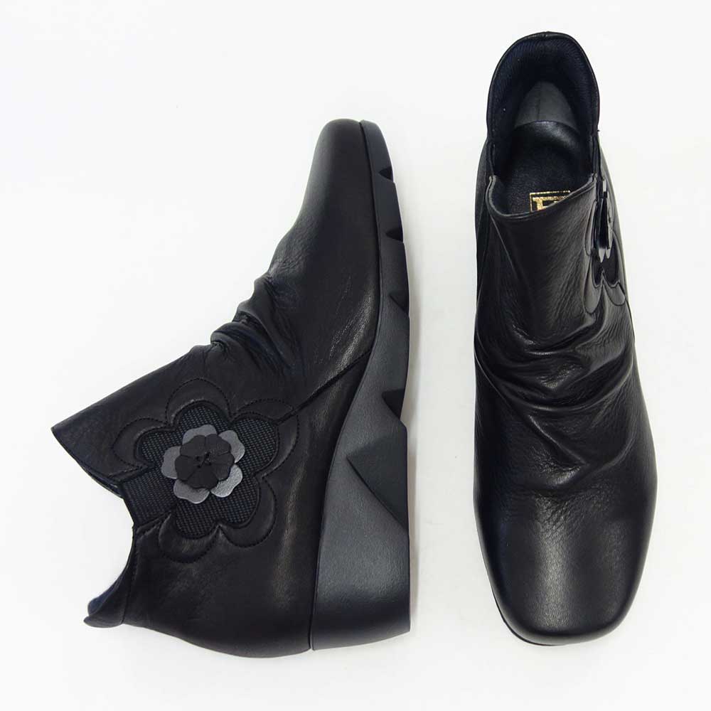 【SALE 20%OFF】 フィズリーン FIZZ REEN 1632 ブラック（日本製） ソフトレザーの快適アンクルブーツ 「靴」