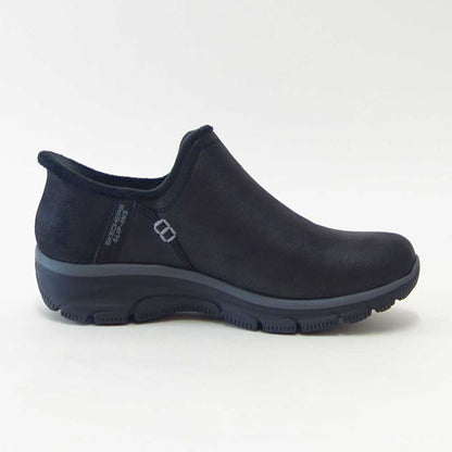 スケッチャーズSKECHERSEASYGOINGモダンアワー167872BLKブラック（レディース）スコッチガード人工皮革リラックスドフィット(3E)スニーカーレディースハンズフリー「靴」