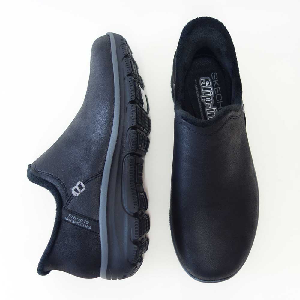 スケッチャーズSKECHERSEASYGOINGモダンアワー167872BLKブラック（レディース）スコッチガード人工皮革リラックスドフィット(3E)スニーカーレディースハンズフリー「靴」