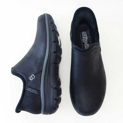 スケッチャーズSKECHERSEASYGOINGモダンアワー167872BLKブラック（レディース）スコッチガード人工皮革リラックスドフィット(3E)スニーカーレディースハンズフリー「靴」