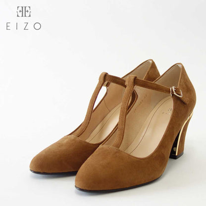 【SALE 50%OFF】 EIZO エイゾー 17089 キャメルスエード 22.5cm 23cm上質レザーのTストラップパンプス 「靴」