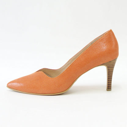 【SALE 20%OFF】 EIZO エイゾー 17156 ライトオレンジ 型押し 上質レザーのスタイリッシュパンプス 7.5cmヒール（日本製） 「靴」
