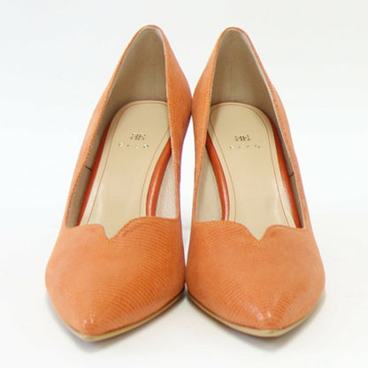 【SALE 20%OFF】 EIZO エイゾー 17156 ライトオレンジ 型押し 上質レザーのスタイリッシュパンプス 7.5cmヒール（日本製） 「靴」