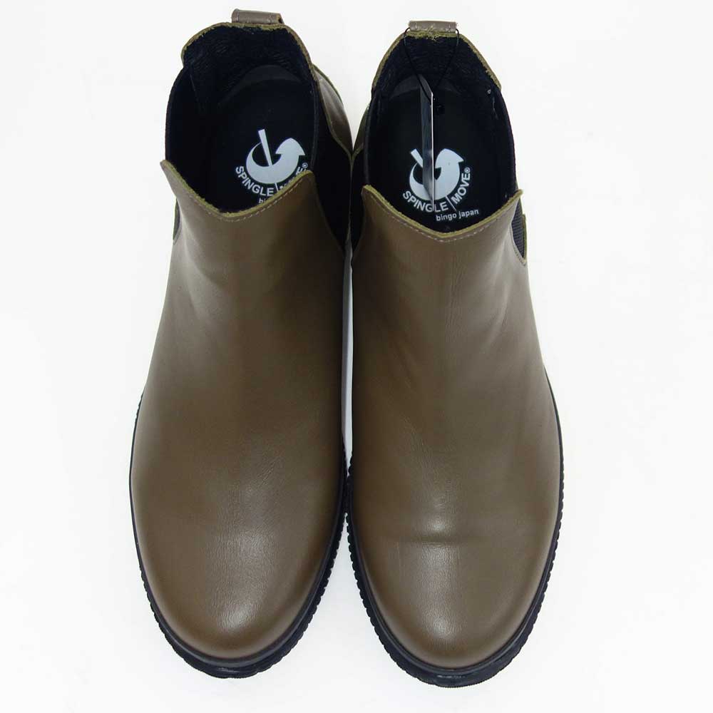 スピングルムーブSPINGLEMOVE1803（レディース）カーキ(102)撥水加工レザー天然皮革アンクルブーツラバーソールフラットシューズ「靴」