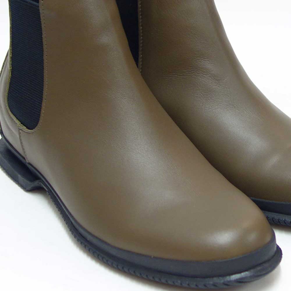 スピングルムーブSPINGLEMOVE1803（レディース）カーキ(102)撥水加工レザー天然皮革アンクルブーツラバーソールフラットシューズ「靴」