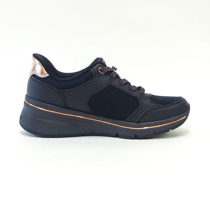 スケッチャーズSKECHERSビリオンフレックス-リヴィンラッシュ190366BBKブラック（レディース）メッシュ人工皮革レースアップスニーカーレディースハンズフリー「靴」