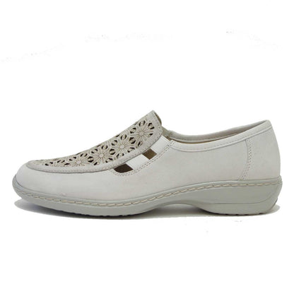 【SALE 50%OFF】 Kiarflex キアラフレックス 19044 001 アイボリー （レディース） 屈曲性の甲深スリッポンシューズ 「靴」