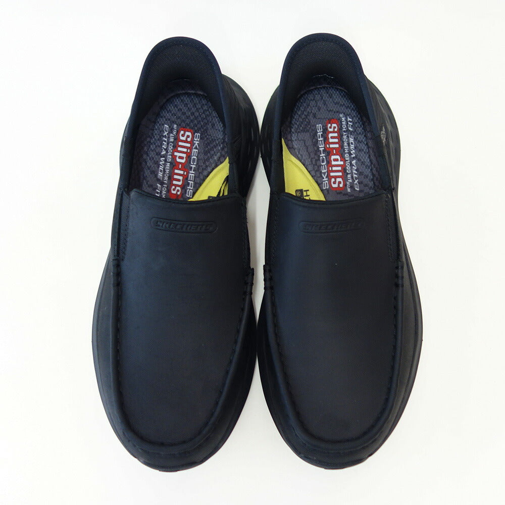 スケッチャーズSKECHERSPARSONOSWIN204866WWBBKブラック（メンズ）エクストラワイド(6E)レザーオイルヌバックスリッポンハンズフリー「靴」