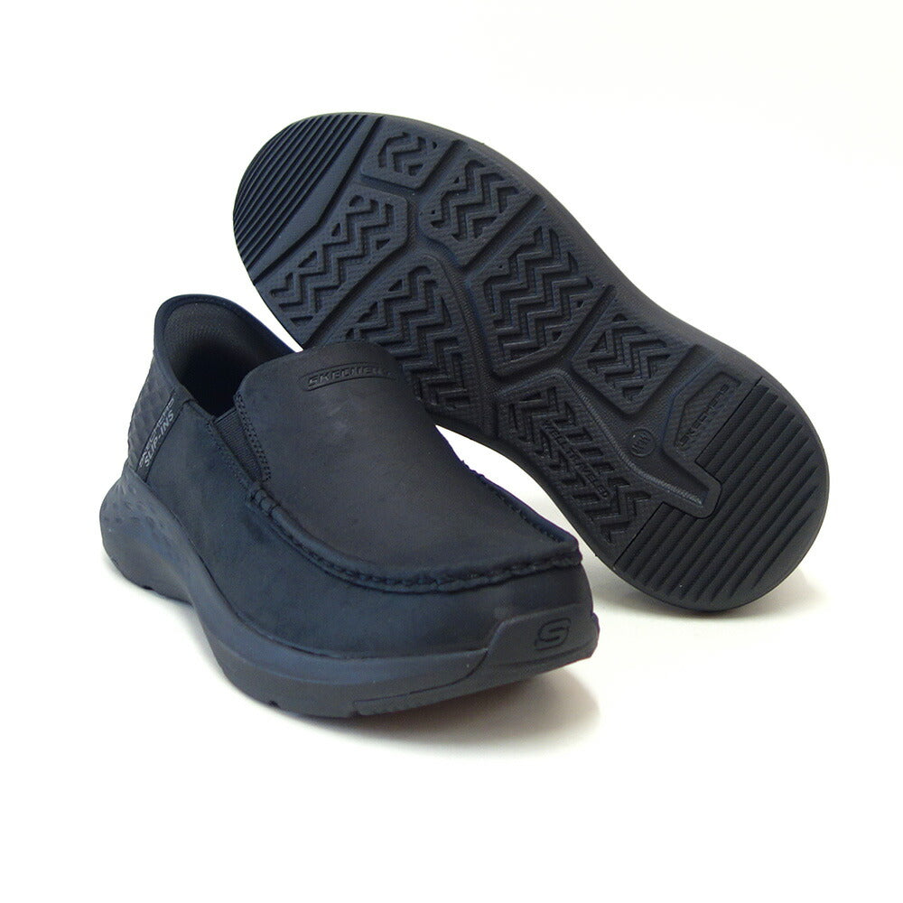 スケッチャーズSKECHERSPARSONOSWIN204866WWBBKブラック（メンズ）エクストラワイド(6E)レザーオイルヌバックスリッポンハンズフリー「靴」