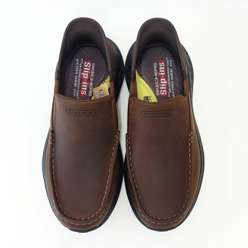 スケッチャーズSKECHERSPARSONOSWIN204866WWCDBダークブラウン（メンズ）エクストラワイド(6E)レザーオイルヌバックスリッポンハンズフリー「靴」