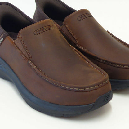 スケッチャーズSKECHERSPARSONOSWIN204866WWCDBダークブラウン（メンズ）エクストラワイド(6E)レザーオイルヌバックスリッポンハンズフリー「靴」