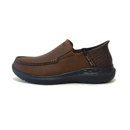 スケッチャーズ SKECHERS PARSON OSWIN  204866WW CDB ダークブラウン （メンズ） エクストラワイド(6E)  レザー オイルヌバック スリッポン ハンズフリー  「靴」