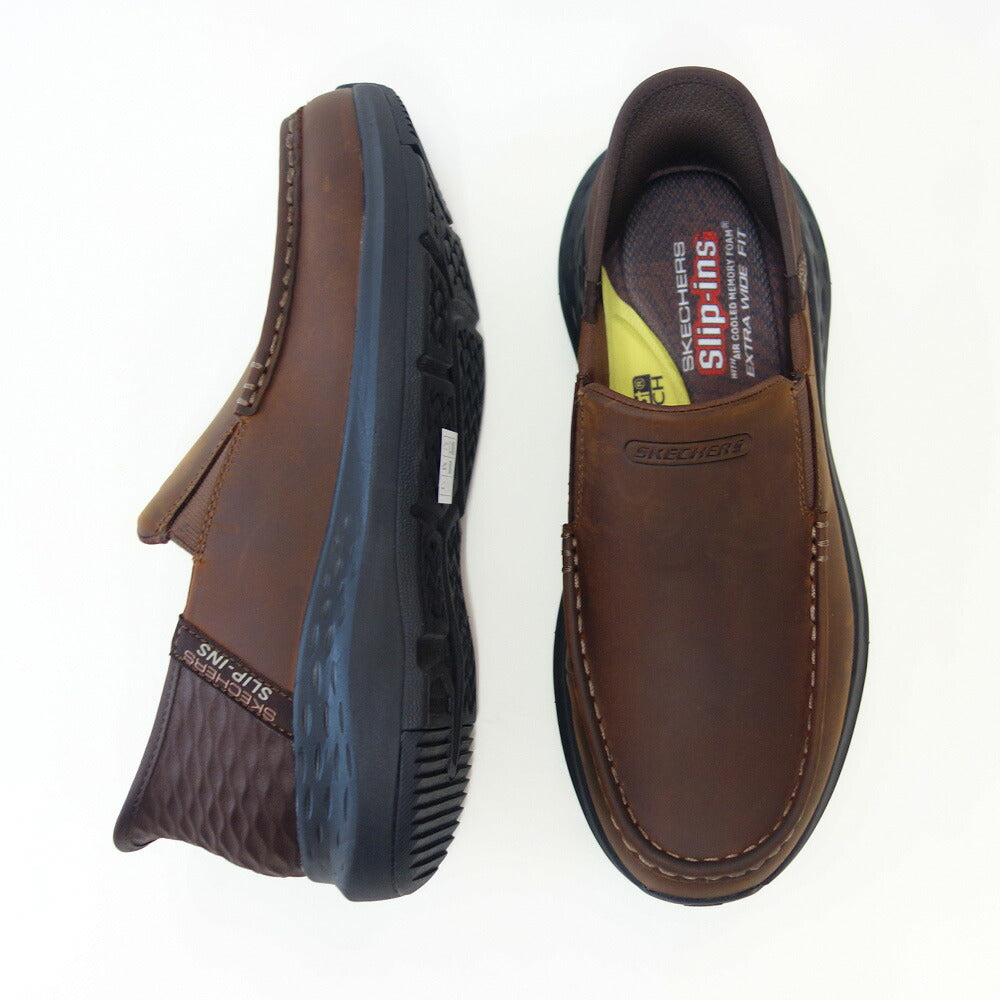 スケッチャーズSKECHERSPARSONOSWIN204866WWCDBダークブラウン（メンズ）エクストラワイド(6E)レザーオイルヌバックスリッポンハンズフリー「靴」