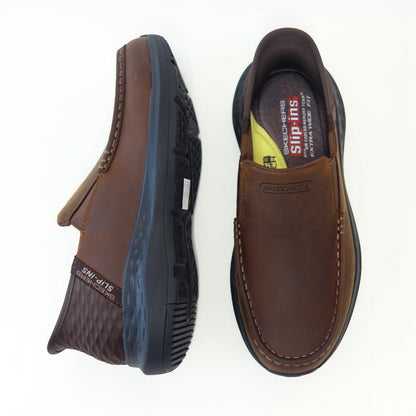 スケッチャーズSKECHERSPARSONOSWIN204866WWCDBダークブラウン（メンズ）エクストラワイド(6E)レザーオイルヌバックスリッポンハンズフリー「靴」