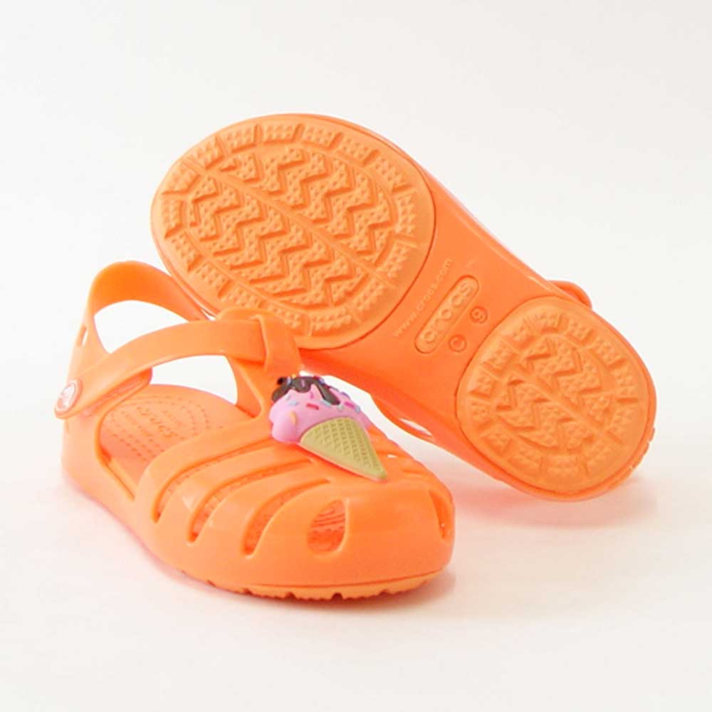 【SALE 20%OFF】 crocs クロックス Isabella Charm sandal t イザベラ チャーム サンダル T （リトルキッズ）208445 831 パーシモン「靴」